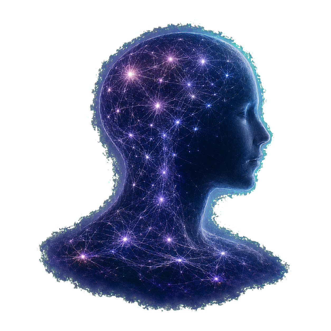 Representação da cabeça humana com padrão de rede neural